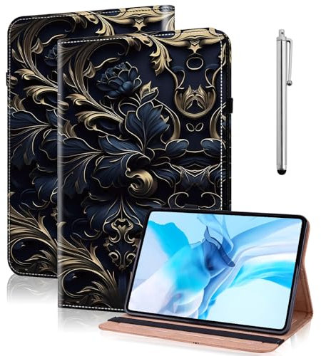 TUOLISG Case for Lenovo Tab M10 3rd Gen 10.1 inch 2022 (TB-328FU TB-328XU),PU Leather Flip Cover with Stand Functional Card Slot and Elasticized Closure,Blue flower