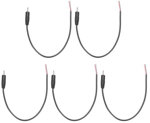 QUARKZMAN 5Pcs Câble Nu Mâle Prise Jack 2,5 mm vers Fil à Extrémité Ouverte Remplacement TRS 2 Pôles Stéréo Mono Fiche Jack pour Réparation de Câble Audio d'Écouteurs, 0,25m