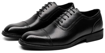 KYOESCAI Herren Anzugschuhe Schnürhalbschuhe Klassischer Business Derby Oxford Brogue Schuhe Hochzeitsschuhe,Schwarz,40 EU