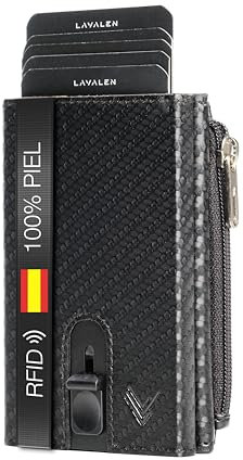 Lavalen Porte Carte Homme PopUp - Petit Portefeuille Homme Cuir Veritable Style Moderne - Porte Carte Bancaire RFID - Portefeuilles et Porte-Cartes - Wallet for Men - Idee Cadeau Original.
