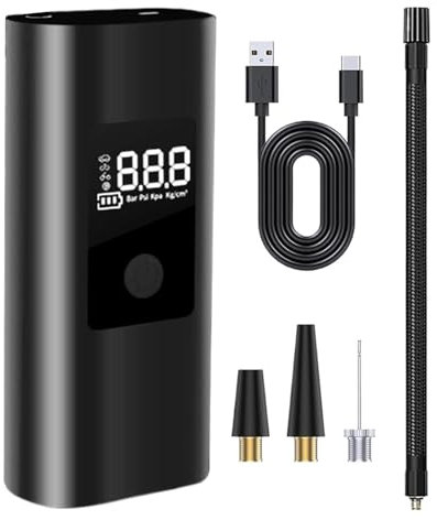 Gonfleur de pneu – Pompe à air électrique | Gonfleur de pneu portable | Pompe à air de voiture sans fil | Pompe à air rechargeable sans fil pour piscine gonflables | Affichage numérique USB Charge