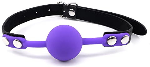 Bavaglio a Sfera di Bondage del Silicone per i Giochi del Sesso, Bavaglio Sessuale a Bocca Aperta Costrizione BDSM, Giocattoli Sessuali in Silicone Bavaglio SM, Bavagli per Bondage in Silicone (Viola)