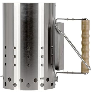 Petromax Anzündkamin XL Schnelles Durchglühen von Grillkohle - Briketts, Optimale Luftzufuhr 6.5L Kapazität, Edelstahl, Holzgriff - Hitzeschutzschild