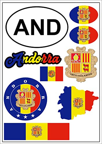 Daged Andorra Aufkleber Karte Stickerbogen - PKW Auto Motorrad Biker Flagge Fahne Deko AK