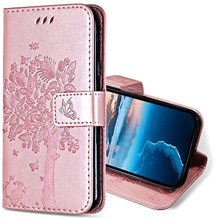 KANVOOS Cover per iPhone 16 PRO Max, Cover a Libro Custodia in Pelle PU con Silicone TPU, Antiurto Flip Caso Portafoglio Cover per iPhone 16 PRO Max (Oro Rosa)