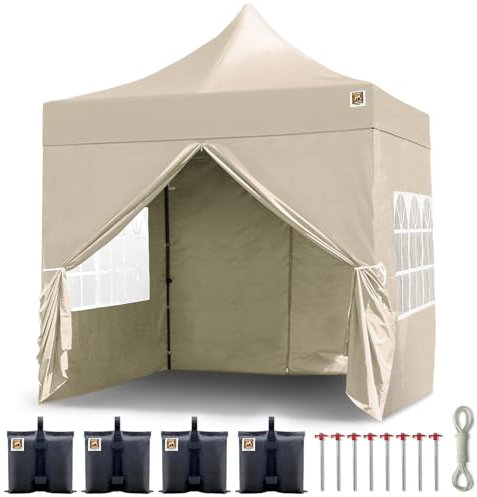 Gorilla Gazebo ® Pop Up 2.5x2.5m Heavy Duty Waterproof Commercial Grade Market Stall 4 Side Panels and Wheeled Carrybag (Cream)