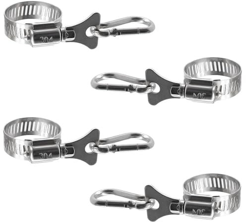 4 Pcs Flagpole Mounting Ring Clips, Stainless Steel Flag Pole Rings with Carabiner Clamp for Garden, Boat, Yacht, Truck, ATV, Outside House.