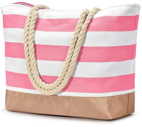 oscaurt Strandtasche Tote Bag mit Reißverschluss Shopper Tasche Damen Faltbare Einkaufstasche Umhängetasche Handtasche Damen Gross Reisetasche Geschenke für Frauen