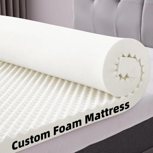 Sincere Surmatelas en mousse à mémoire de forme personnalisé de 5,1 à 7,6 cm à 10,2 cm, à découper sur mesure pour lit simple, lit double, grand lit, très grand lit, rembourrage doux et ferme pour