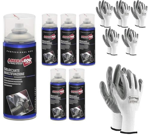 Box 6 Bombolette Sbloccante Spray 400ml SVITOL a Grande Potere sbloccante e Protettivo + 6 Paia Guanti Nitrile omaggio