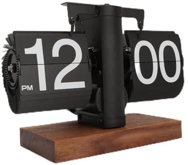 YUEHISY Retro Digital Flip Down Clock, Automatische Mechanische Drehflip -Uhr, Mitte des Jahrhunderts Modernes -Batterie -Batterie -Ausrüstung für Zimmer, Zuhause, Büro Betrieben (Black) (Blue)