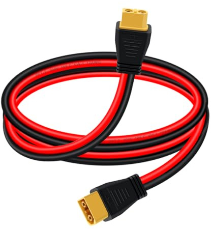 YINGAYOU XT60 Verlängerungskabel 12 AWG 30A XT60 Kabel 12V 24V 36V Vielseitig und Langlebig für Solargenerator, Tragbare Stromstation und Solarpanel (12AWG, 1 m)