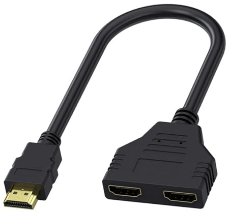 Adattatore splitter HDMI, splitter HDMI 1 in 2 out, contemporaneamente, 1080P, splitter Hdmi 2 monitor, 30 cm, doppio connettore per HDTV HD, monitor e console da gioco a LED