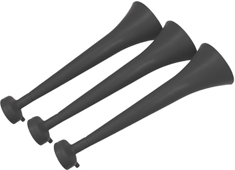 FUN FAN LINE 3er-Set Robuste Kunststoff-Vuvuzelas für Sport, 120 dB | Fan-Trompeten für Fußball, Sportevents und Partys - Fan-Zubehör - Schwarz
