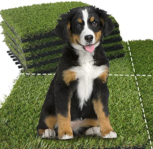 Qingbei Rina Artificial Grass Turf Tiles Interlocking 9 Pack,12x12 Outdoor Square Fake Grass Mat for Balcony Patio Deck Flooring,Pets Dog Pee Pad