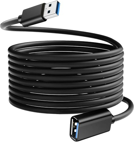 USB 3.0 Extension Cable,5m/15ft Type A Male to A Female Extender Cable 5Gbps High Speed Data Transfer Extension Lead Cables for Mouse,Keyboard,Card Reader,Printer,USB Hub,Camera,USB Disk(Black)
