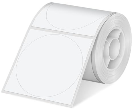 Olympia Etikettenrolle kompatibel mit Etikettendrucker PM220 – Runde Etiketten Ø 50 mm, 150 Stück – Thermotransfer, wasserfest & ölbeständig – Selbstklebende Label Rolle weiß für Büro, Küche & Orga