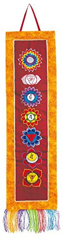 Tibetischer Wandbehang 7 Chakren Brokat 25 x 100 cm