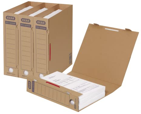 Elba Archiv-Ordner tric system, Wellpappe naturbraun, ohne Bündelungsbügel, 30 Stück 100421088