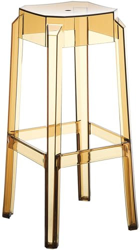 CLP Sgabello Outdoor Fox in Polipropilene I Sgabello Bar Resistente Stabile E Leggero (2 kg) I Sgabello Fisso, Colore:Ambra