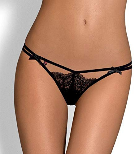 Obsessive Intensa Double Thong,Size S/M,Black