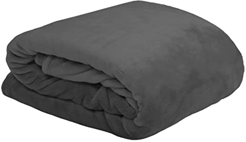 LOVELY CASA P25792002 Kuscheldecke Plaid 130 x 160, 100% PE 100% Baumwolle, anthrazit, 130 x 160 cm