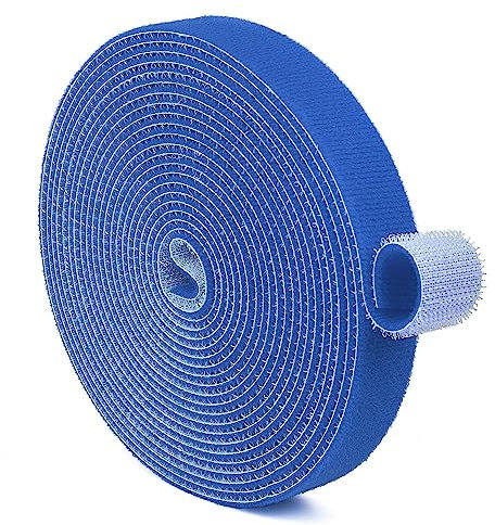 TNP Klettband Rolle, Klett Kabelbinder - 4,5m x 20mm Breite, stark Klettverschluss Band auf Doppelseitiges Klett, Frei zuschneidbar & Wiederverschließbar, stabil & wasserfest Velcro Tape, Blau