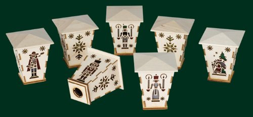 Rudolphs Schatzkiste Dekoration Aufstecklaternen für Schwibbogen 5 TLG. Höhe= 7cm NEU Lichterbogen Fensterbogen Schweben Erzgebirge Seiffen Weihnachten Holz Dekoration