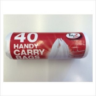 Tidy Handy Bags with Tie Handles | Roll of 40 Convenient & Strong Bags for Everyday Use