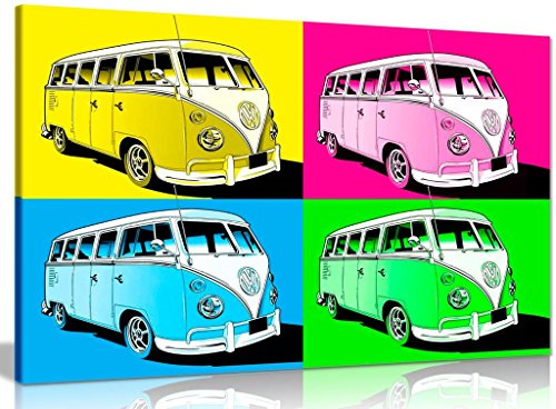 Large Pop Art Volkswagen Camper Van Canvas Wall Art Picture Print (30x20in)