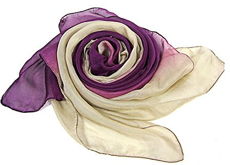 LoveSilk Lange Georgette Seidentuch 100% Seiden-schals Stola in Farbverlauf Farbe Violett/Beige