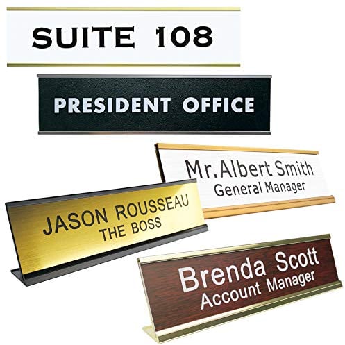 Personalized Name Plate with Wall or Desk Holder 2 x 8 Customize Engraving Office Wall NamePlates with Holder 200 x 50 mm