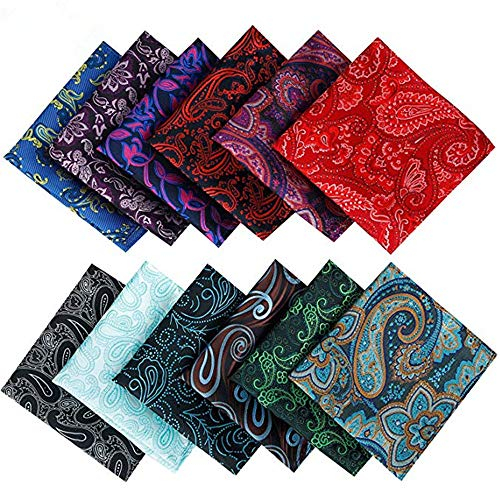 Alumuk 12 Stücke Herren Anzug Einstecktuch Taschentücher Kavalierstuch Business Hochzeit in unterschiedlichen wählbaren Designs (Style 09)