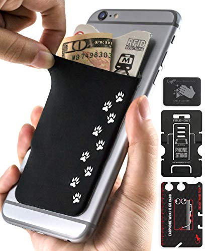 Gecko Travel Tech - Kartenhalter für Smartphones - Haftendes Kartenfach - Handytasche Handy-Tasche in Katzenpfoten Schwarz