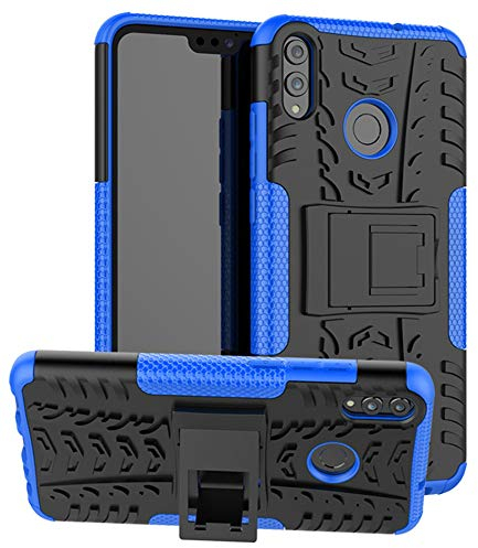 Yiakeng für Huawei Honor 8X Hülle, Honor 9X Lite Hülle, Doppelschicht Stoßfest Schlank Silikon 360 Grad Schutz Mit Ständer für Huawei Honor 8X/9X Lite(Blau)