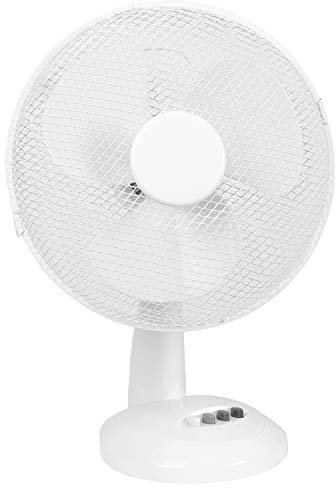 Dina Housewares Oscillating 12 Desk Fan White With Three Speeds And Rigid Stand
