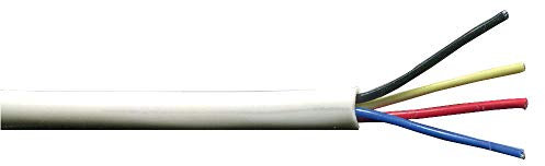Tinned Copper, 3.5mm, White, PVC, 4 Core, 7 x 0.2mm, 328.08ft, 100m, 50V, 24AWG, Security Alarm Cable