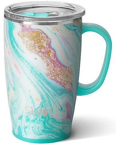 Swig Life 18oz Triple Insulated Travel Mug with Handle and Lid, Dishwasher Safe, Double Wall, and Vacuum Sealed Stainless Steel Coffee Mug in Wanderlust (Multiple Patterns Available)