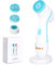 Brosse Nettoyante Visage Silicone, Portable Brosse Nettoyante Visage Electrique, avec 3 Têtes Brossantes, 4 Modes de Vitesse pour Nettoyage en Profondeur, Exfoliation Douce, Massage (Bleu)