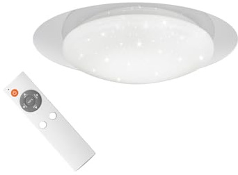 Reality Leuchten LED Deckenleuchte Frodo R62063500, Kunststoff weiß oder transparent, inkl. 13 Watt LED, Starlight Effekt, Fernbedienung