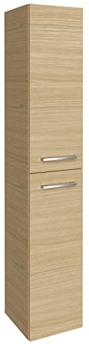 FACKELMANN Hochschrank B.Style/Badschrank mit gedämpften Scharnieren/Maße (B x H x T): ca. 30 x 162 x 31,6 cm/hochwertiger Schrank fürs Bad/Türanschlag Links/Korpus & Front: Braun hell