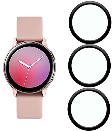 [3 Stück] KELOLIN Schutzfolie kompatibel mit Samsung Galaxy Watch Active 2 40mm,3D Gebogene Kanten,Kratzfest,HD Bruchsicherer Flexibler Displayschutzfolie für Samsung Galaxy Watch Active 2 40mm