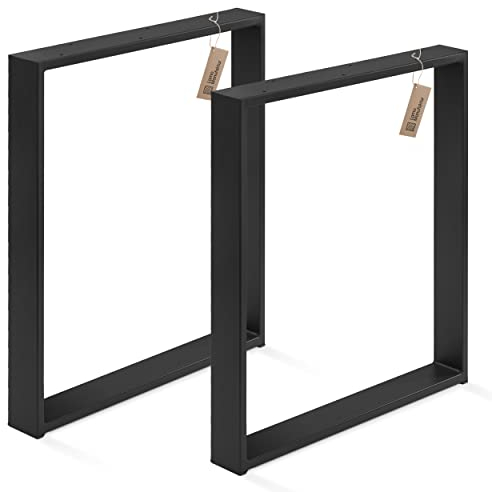 LAMO Manufaktur Lot de 2 Pieds de Table à Manger ou de Bureau, modèle Simple Medium, Profil 60x30 mm, 50x72 cm (L x H), Noir, LTS-01-D-AA-9005