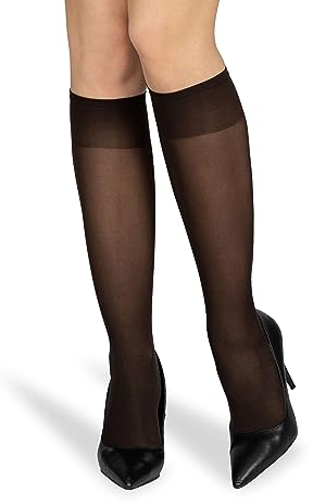 looksy Calze al ginocchio da donna fascia antipressione 60 den taglia unica calze calde stivale lungo opaco, Moca, Taglia unica