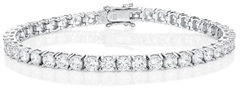 Diamond Treats 925 Sterling Silber Tennisarmbänder für Herren und Jungen, 19 cm Silber-Tennisarmband mit funkelnden 4 mm weißen Zirkonia Steinen, Sterling Silber Schmuck Geschenke für Herren