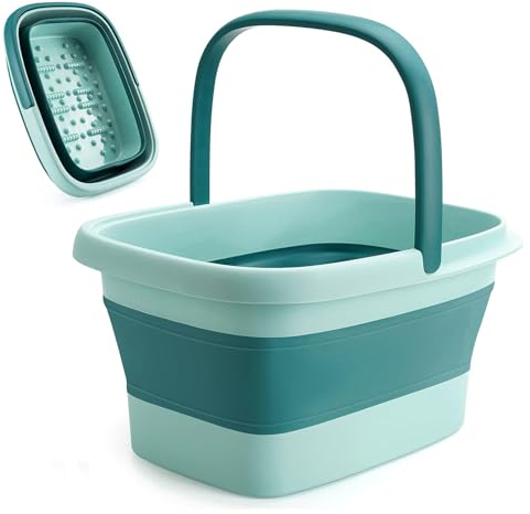 Bain de Pieds Pliable Massage, Baril De Pédicure Pliant, Grand Portable Bassin de Bain de Pieds Foot Spa pour Pédicure, Relaxation et Massage (Vert)