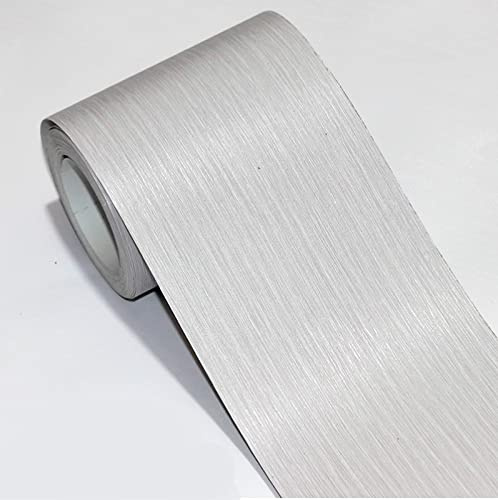 Guest Ruyunlai Frise Murale Autocollant Papier Peint Autocollant imperméable en PVC Plinthe Autocollant de cuisine et de salle de bain Décor MuralGris clair soyeux 15cm X 500cm