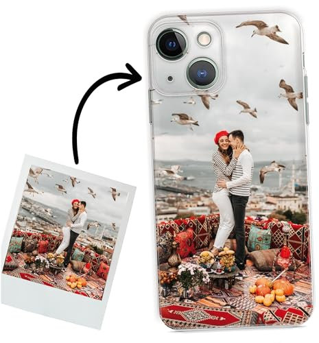 ICOVERI Funda iPhone 14 Plus Personalizada Foto Imagen y/o Letras. Funda Personalizable Silicona Gel Transparente Antigolpes. Carcasa Compatible con iPhone 14 Plus. TPU Flexible. Muy Resistente