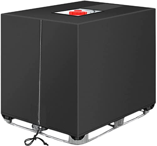IBC Tank Abdeckung, 600D IBC Schutzhülle 1000l Wasserdicht mit Reißverschluss, IBC Container Abdeckung Wetterbeständig Oxford Stoff 120*116*100cm(48*46*40inch)-Schwarz