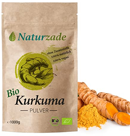 Kurkuma Pulver Bio 1kg Naturzade Hochwertiges Rohkostqualität 100% naturrein